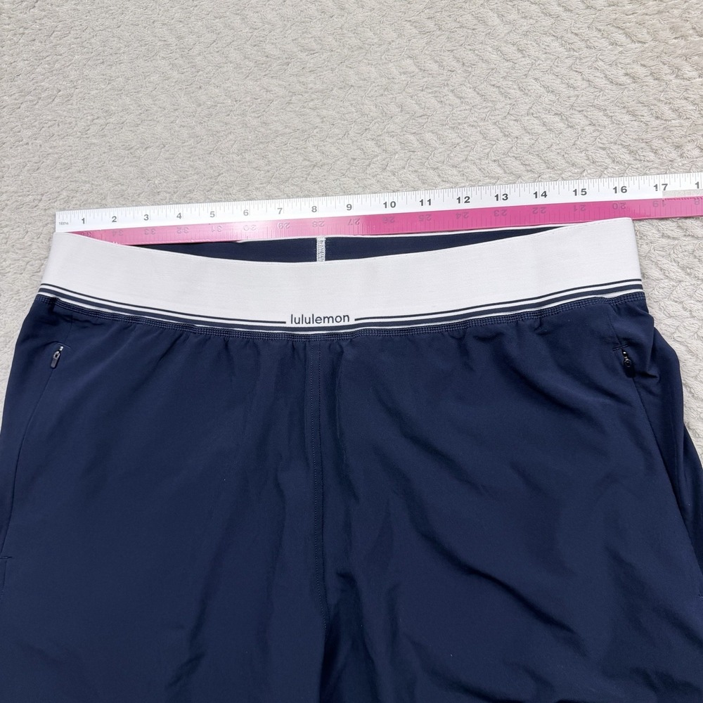 Lululemon Swift High-Rise Wide-Leg Pant Logo Waistband Blue White XL Sporty Chic - Picture 3 of 11